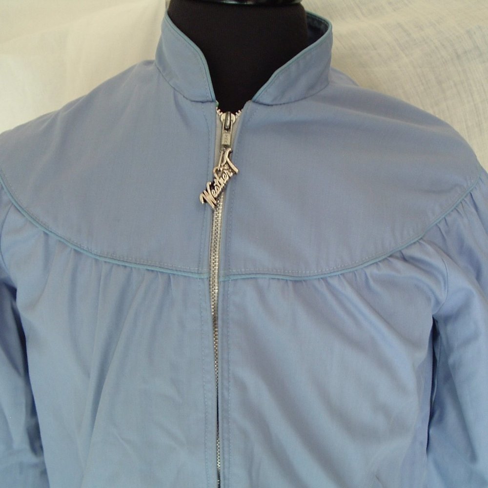 VTG outerwear zip up jacket blue with draw string
